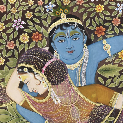 Radha Krishna Amidst Flowers - 01, Nemichand, Ethnic Art - Artisera