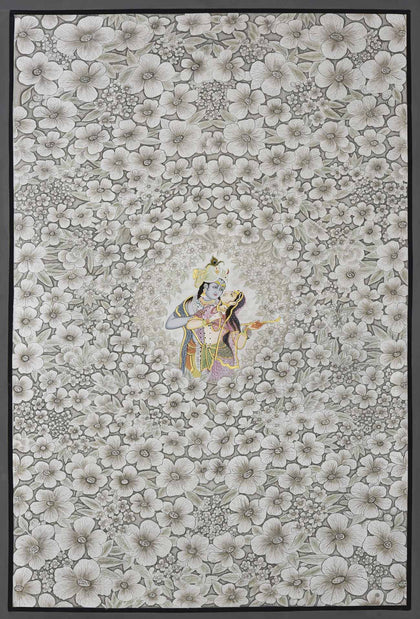 Radha Krishna Amidst Flowers - 02, Nemichand, Ethnic Art - Artisera